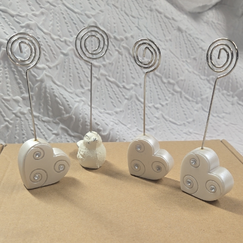 3/$10 Heart-Shaped Silver and White Photo Holders